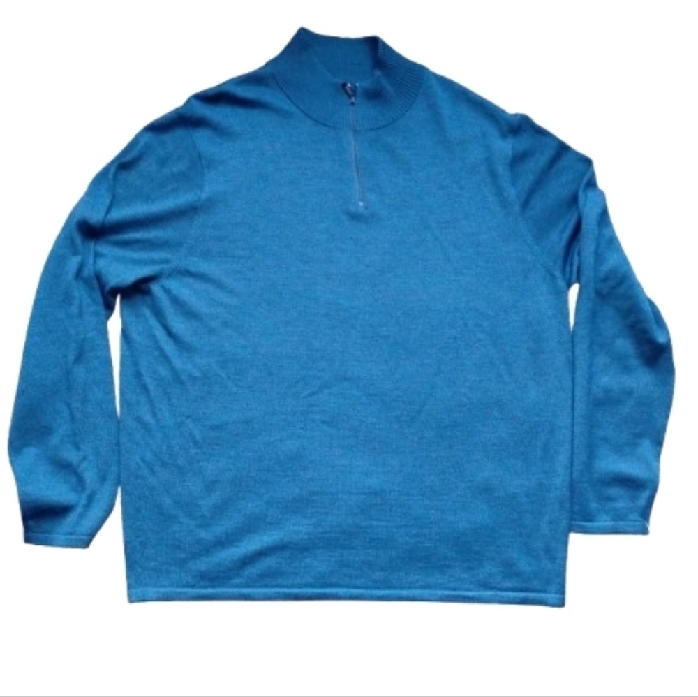 NEW Artefact teal pullover, size 2XL, 100% merino wool, mock neck zip